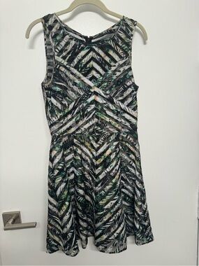 Parker Sleeveless Fit-and-Flare Dress in Black, White & Green